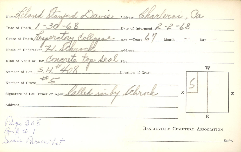 burial card
